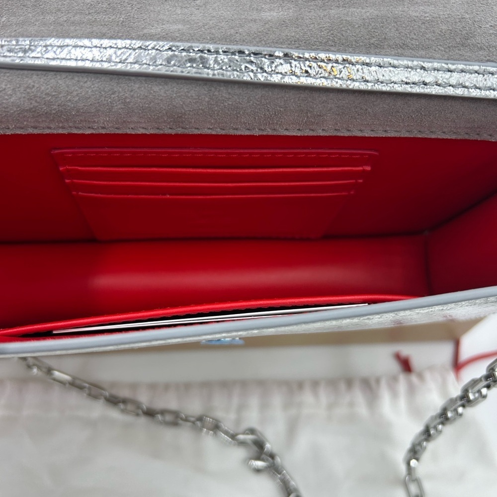 Women's Christian Louboutin, LOUBI54 clutch/shoulder bag with chain made Italy - Picture 8 of 15
